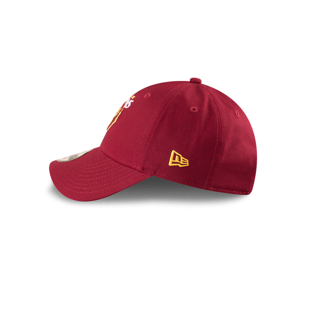 Brisbane Lions Hat - 2025 AFL Badged Maroon OTC 9Forty Strapback Cap - New Era